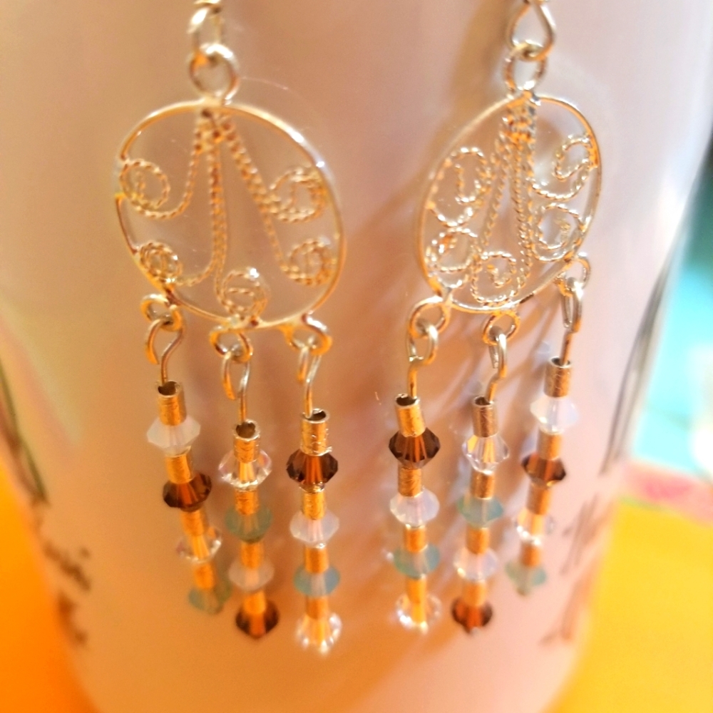 Handmade Swarovski and silver earings